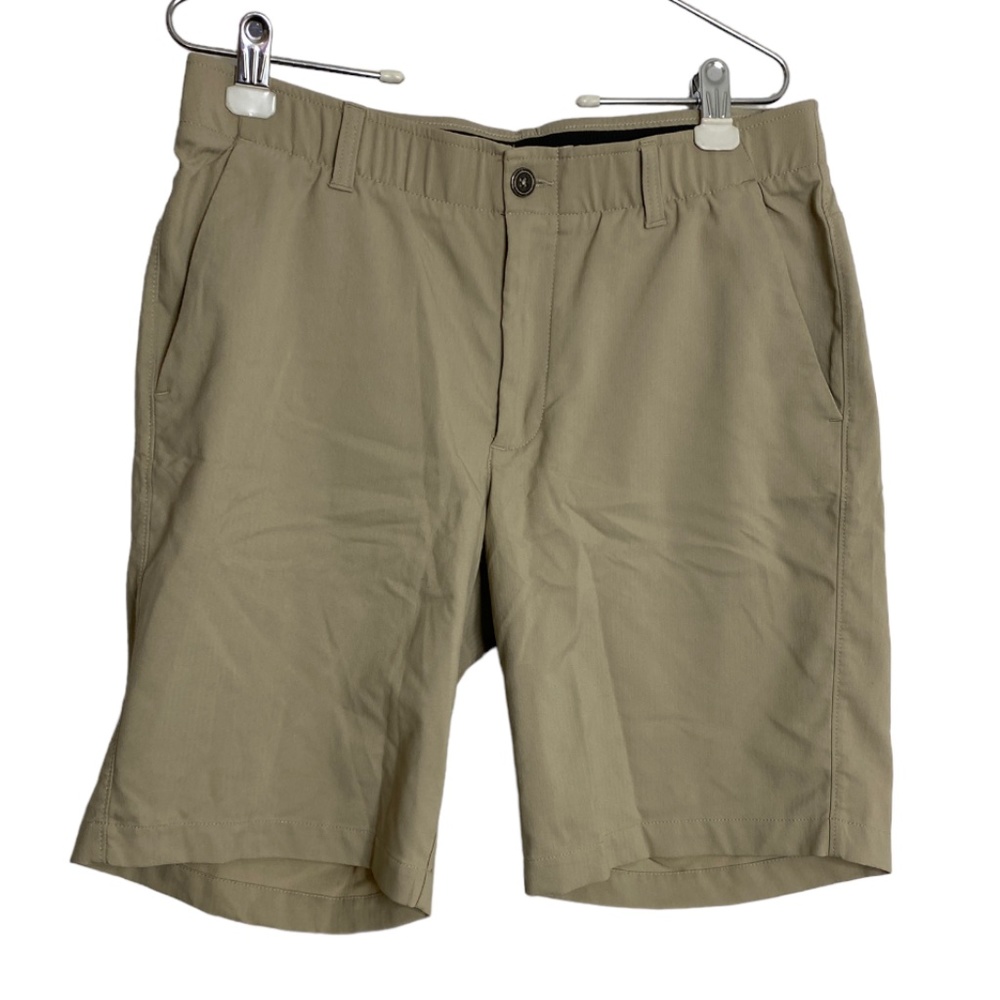 Under Armour Heat Gear Shorts Mens Size 34 Stretch Golf Khaki Tan Flat Front